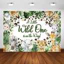 Avezano Safari Baby Shower Backdrop - Little Wild One is On The Way Jungle Safari Party Decorations Woodland Theme Photography Background Cake Table Banner (7x5ft)