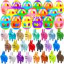 24 Pcs Easter Eggs with 3D Print Easter Bunny Prefilled Easter Eggs with Mini Toys Inside for Kids Girls Boys Easter Basket Stuffers Party Favors Easter Egg Fillers
