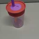 Owala Kids Insulation BPA-Free Plastic Tumbler with Spill Resistant Flexible Straw, Easy to Clean, Kids Water Bottle, Great for Travel, Dishwasher Safe, 15 Oz, Pink and Purple (Lilac Rocket)