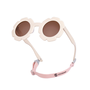 COCOSAND Toddler Sunglasses with Strap Polarized Lens Retro Flexible Flower Frame for Baby Kids Boys Girls Age 3-24 Months