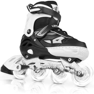 Adjustable Inline Skates for Kids and Adults, Outdoor Beginner Roller Skates with All Light Up Wheels for Girls, Boys, Medium(US 2Y-5Y)Big Kid