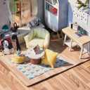 Flutesan 12 Pcs Miniature Dollhouse Wallpaper and Flooring Peel and Stick Mini DIY Self Adhesive Dollhouse Accessories 8.27 x 11.69 Inch (Natural Style)