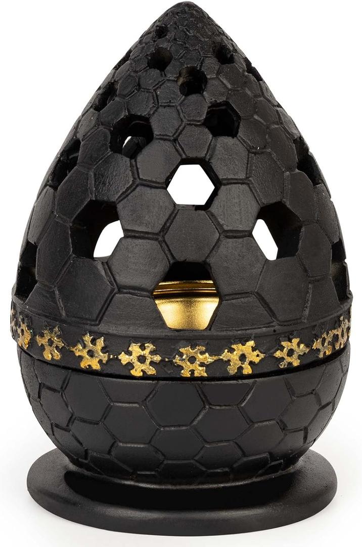 Incense Burner Holder, Bakhoor Frankincense Charcoal Censer Resin Stand, Ideal for Aromatherapy Yoga Spa, Home Christian Church Decor (Black)