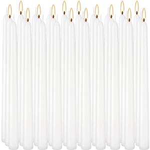 30 Pack 10 inch White Taper Candles, 7-7.5 Hour Burn Time,Unscented Dripless and Smokeless, Elegant Premium Quality Dinner Candle for Home Dcor, Restaurant, Wedding, Party Candlesticks