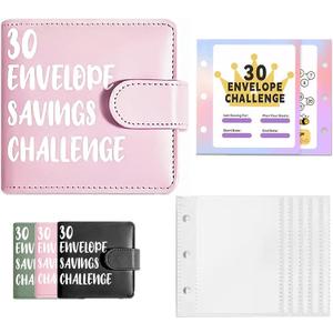 30 Days Money Saving Challenge Coin Envelope Budgetstorage Book, Money Saving Binder, Easy and Fun Way to Save $3000 or $465, Money Saving Challenge with Family, Friends, Bestie (Pink)
