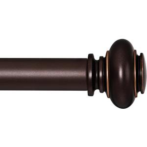 SIMEWIN Bronze Curtain Rods for Windows 28 to 48 Inches Adjustable Decorative 1 Inch Diameter Single Window Curtain Rod Set with Classic Finials, Bronze with Gold Finishing