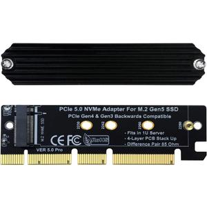 PCIe 5.0 M.2 NVMe Adapter Expansion Card for PCIe5 Gen5 SSD, Backward Compatible with PCIe 4.0/3.0/2.0/Gen4/Gen3, Fits in 1U Server. (X16)
