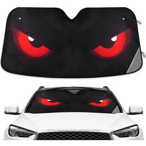 Evil Red Eyes Black Windshield Sunshade Car Sun Shade Front Window Shade for Truck SUV Blocks UV Rays Sun Reflector Visor Protector Accordion Folding