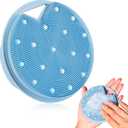 2 x Lymphatic Drainage Silicone Body Scrubber,Help Improve Circulation | Anti Zinc Infused - Stiff & Soft Bristles Silicone Loofah for ShowerBody Exfoliator for Bath or Care - Azure