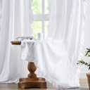 ZJDECOR 63 Inches White Pure Cotton Curtain Pairs with Elegant Ruffle Trims,Crinkled Semi Sheer Boho Drapes for Living Room Bedroom,Flowy Shabby Chic Window Treatment Set,Rod Pocket,40"Wx63"L,2 Panels