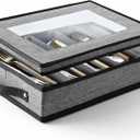 Flatware & Utensil Storage, Durable Silverware Storage Box with Padded Dividers, 5 Compartment Flatware Storage Case, Silverware Case with Handles, Protects and Organizes Cutlery, Grey