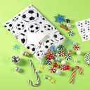 PEUTIER 50pcs Soccer Gift Bags, Plastic Soccer Party Bags Soccer Goodie Goody Snack Treat Candy Bags Soccer Present Party Favor Bags for Team Kids Teens Games Sports Events Supplies (White)