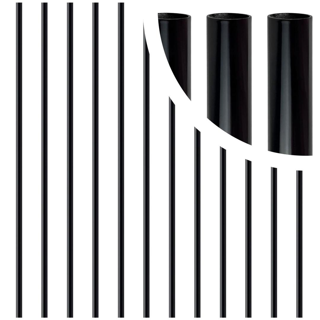 50 Pack Round Aluminum Deck Spindles 26" x 0.1'' Metal Deck Balusters for Railing Staircase Balusters Shiny Black