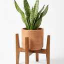 Mid-Century Modern Wooden Plant Stand – Adjustable Indoor Planter Holder
