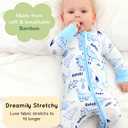 EASWEET Bamboo Viscose Baby Footless Zipper Pajamas Sleepers,Dino,0-3M (White)