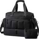 LOVEVOOK Weekender Bags for Women, Travel Duffel Bag, Large Overnight Bags with Shoe Compartment, 38L Carry on Gym Hospital Bag with Wet Pocket, 2 Pcs (Black)