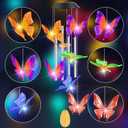 Womens Gifts for Christmas Wind Chimes Gift for Mom Birthday Gifts for Women Mom Butterfly Wind Chimes for Outside Gift for Grandma Solar Lights Garden Outdoor House Patio Dcor