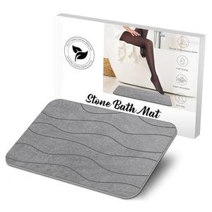 AWW Stone Bath Mat Large, Non-Slip Diatomite Stone Bath Mat, Quick Drying Bath Mat Stone Absorbing, Super Absorbent Diatomaceous Earth Bath Mat for Bathroom Kitchen, Easy to Clean 23.62x15.47, Gray