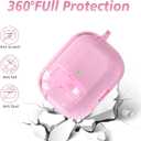 Clear Case for AirPods Pro 3 with Secure Lock, Soft TPU Airpods Pro 3 Generation Case 2025, Compatible with iPods Pro 3 Cases, Cute Bling Keychain for Women Girls (Pink)
