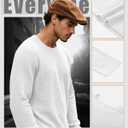 Evervibe 3 Pack Men's Big and Tall Long Sleeve Shirts, Waffle Crew Neck Thermal Underwear Tops Lightweight Casual Undershirts (Black, XXXL)