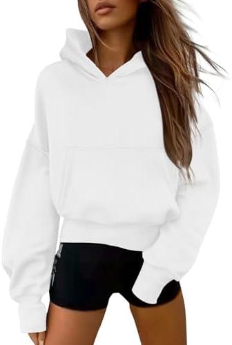 PRETTYGARDEN Women's 2026 Fall Hooded Sweatshirts Long Sleeve Half Zip Cropped Hoodies Pullover Winter Fashion Clothes, Medium