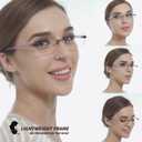 3 Pack Reading Glasses for Women Blue Light Blocking, Anti Eyestrain/UV 400 Filter Readers with Spring Hinge, Lightweight Rimless Tinted Metal Blue Rays Eyeglasses (225)