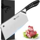 MAD SHARK 7.5 Inch Meat Cleaver Knife, Professional Bone Chopping Butcher with Heavy Duty Blade, German Military Grade Composite Steel, Chinese Chef's Bone Cutting Knife for Home Kitchen & Restaurant