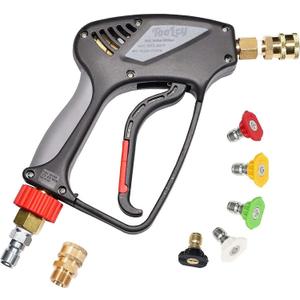 TOOLCY Pressure Washer Short Gun, Commercial 5000 PSI / 10.5 GPM with Nozzle Tips, 3/8" Swivel USA-NPT Thread x Quick Socket, Sturdy Design for Gas Power Washer