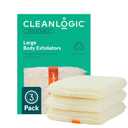 Cleanlogic Organic Cotton Exfoliating Body Scrubber, Reusable Exfoliator Tool for Smooth Skin, Daily Skincare Routine, Natural, 3 Ct Value Pack