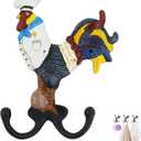 Cast Iron Rooster Wall Hook - 1 Pack Heavy Duty Decorative Hook, Solid Cast Iron Coat Hook with Mounting Screws, for Entryway Kitchen Bedroom