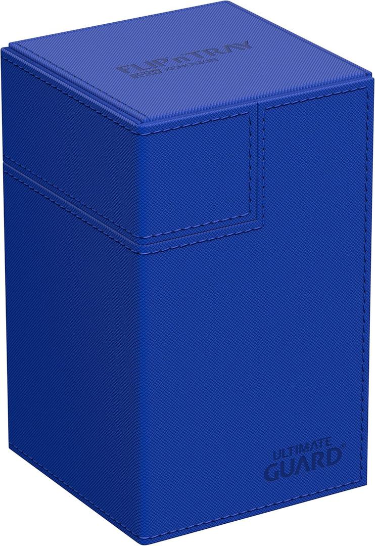 Ultimate Guard Flip'n'Tray 100+, Deck Case for 100 Double-Sleeved TCG Cards + Dice Tray, Blue, Independent Magnetic Closure & Microfiber Inner Lining