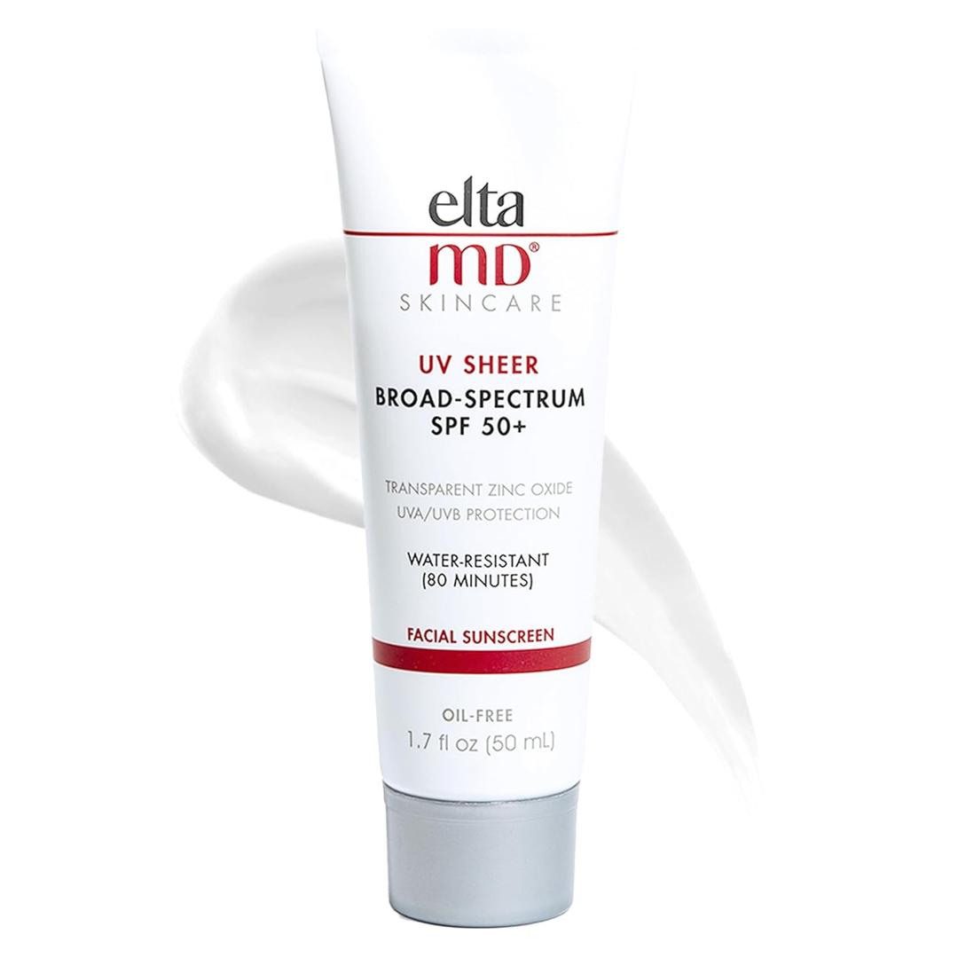 EltaMD UV Sheer Face Sunscreen, SPF 50+ No White Cast Sunscreen for Face and Body, Zinc Oxide Sunscreen Formula (1.7 Fl Oz (Pack of 1))