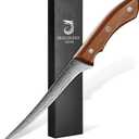 DRAGON RIOT Damascus Boning Knife 6 inch, Professional VG-10 Steel Japanese Fillet Knife, Flexible Deboning Knife,Kitchen Trimming Knife with Ergonomic Wood Handle, Premium Gift Box