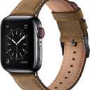 SUNFWR Leather Bands Compatible with Apple Watch Band 41mm 40mm 38mm for Men Women, Top Grain Genuine Leather Replacement Strap for iWatch Ultra SE2 SE Series 8 7 6 5 4 3 2 1 (Brown/Black)