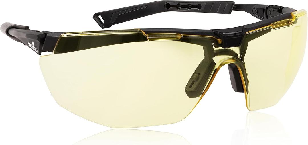 NoCry Yellow Safety Glasses for Men ANSI Z87 Rated Shooting Eyewear with Scratch and Fog Resistant Lenses Blue Light Blocking, 100% UV Protection Fully Adjustable for a Comfortable Fit