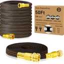 50FT Lightweight Flexible Garden Hose,Non-Slip,Solid Brass Fitting for Garden,Boats Washdown,RVs, Marine Lawn,Campers (OrangeBlack, 2X25 FT)