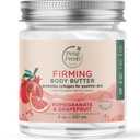 Petal Fresh Pure Firming Pomegranate & Grapefruit Body Butter, Organic Coconut Oil, Argan Oil, Shea Butter, Promotes Collagen, For All Skin Types, Natural Ingredients, Vegan and Cruelty Free, 8 oz