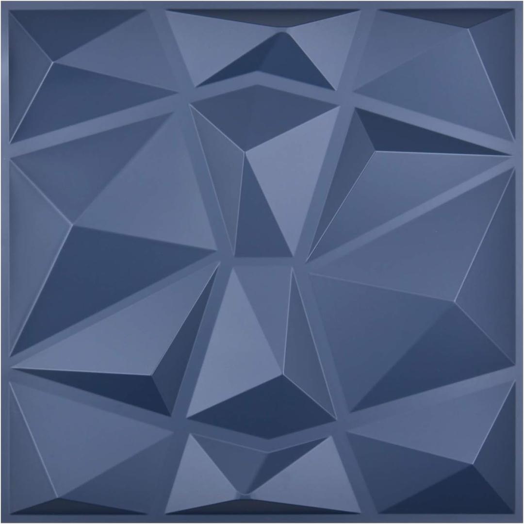 Art3d 19.7in x 19.7in (Pack Of 12) Wall Panel Diamond, Blue