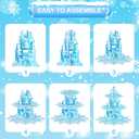 2 Pack Cupcake Stands Frozen Birthday Party Decorations: 3-Tier Snowflake Winter Wonderland Theme Cupcake Holders for Girls Kids Princess Party Favors, Blue Castle Toppers Cup Cake Tower Stand