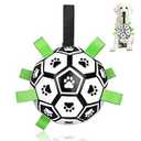 CHUKCHI Soccer Ball with Straps, Interactive Dog Toys for Tug of War, Puppy Birthday Gifts, Water & Tug Toy, Durable Dog Balls for Small & Medium Dogs (8 inch)