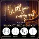 Large Will You Marry Me Neon Sign 31" x 20.9" Warm White LED Light Marry Me Light up Letters Proposal Wedding Decoration Romantic Neon Sign Wall Decor for Engagement Valentine's Day Marriage
