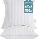 Oubonun 24 x 24 Throw Pillow Inserts, Firm and Fluffy Decorative Square Pillows for Couch Bed Sofa with Soft Cotton Cover White Cushion with Down Alternative Pack of 2