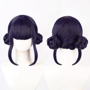 NUXMAW Demon Hunters Costume Wig, Rumi Mira Zoey Cosplay Long Purple Braided Hair for Women Men, Anime Halloween Party Outfit Accessory (Black Purple - Zoey)