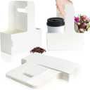 2 Cup Disposable Drink Carrier for Delivery with Handle,15 Count White Paperboard Cup Holder,Cup Carriers for Hot or Cold Drinks,Coffee Carrier, Food Delivery,Take Out Cup Carriers (White, 15 PCs)