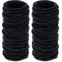 Purple Mart's Elastic Hair Tie No Metal- 100 Count, Black - 4MM for Hair- Hair Accessories for Women/Kids Perfect for Long Lasting Braids, Ponytails and More - Reusable