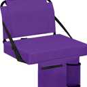 Stadium Seat for Bleachers with Back Support and Wide Padded Cushion Stadium Chair - Includes Shoulder Strap and Cup Holder (Purple)