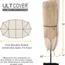 ULTCOVER Patio Parasol 600D Waterproof Outdoor Market Extra Large Umbrella Cover - Fits Double-Sided Umbrella 13-15 Feet