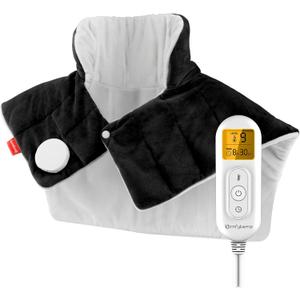 Comfytemp Heating Pad for Neck and Shoulders and Back, 2.6lb Weighted Electric Heating Pads, Large Heated Wrap, 9 Heat Settings & 11 Timer, Valentines Birthday Gifts for Women Men Mom Dad, Black