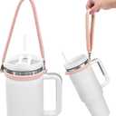 Dazhuocs Water Bottle Handle, Silicone Water Bottle Sling, Carrier, Holder with Strap, Fits Most 8-40oz Bottles Stanley Cup Accessories (Pink)