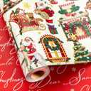 Homeral Christmas Reversible Wrapping Paper Roll - Vintage Santa Claus Rides Horse, Fireplace & Red Letters Design for Christmas, New Year Celebration - Mini Roll - 17 Inch x 33 Feet (Retro Silver Santa)